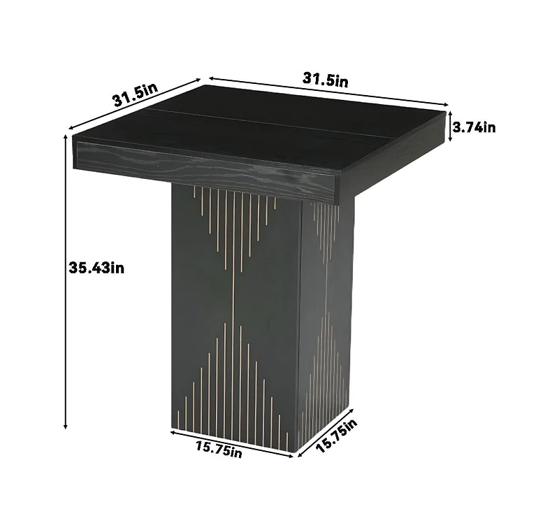 Tribesigns High Top Dining Table, 31.5-Inch Square Table with Pedestal for Dining Room, Living Room, Kitchen, Small Space
