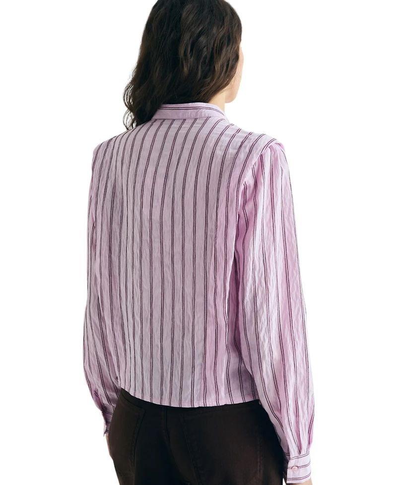 Scalpers Women's Shoulder Pad Effect Striped Shirt