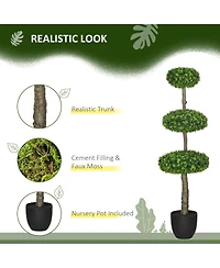Homcom Set of 2 Artificial Plants Indoor & Outdoor Plants Boxwood Topiary