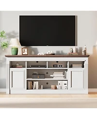 gaomon 68" Farmhouse Tv Stand for TVs up to 75", Entertainment Center, Open Storage Cabinets