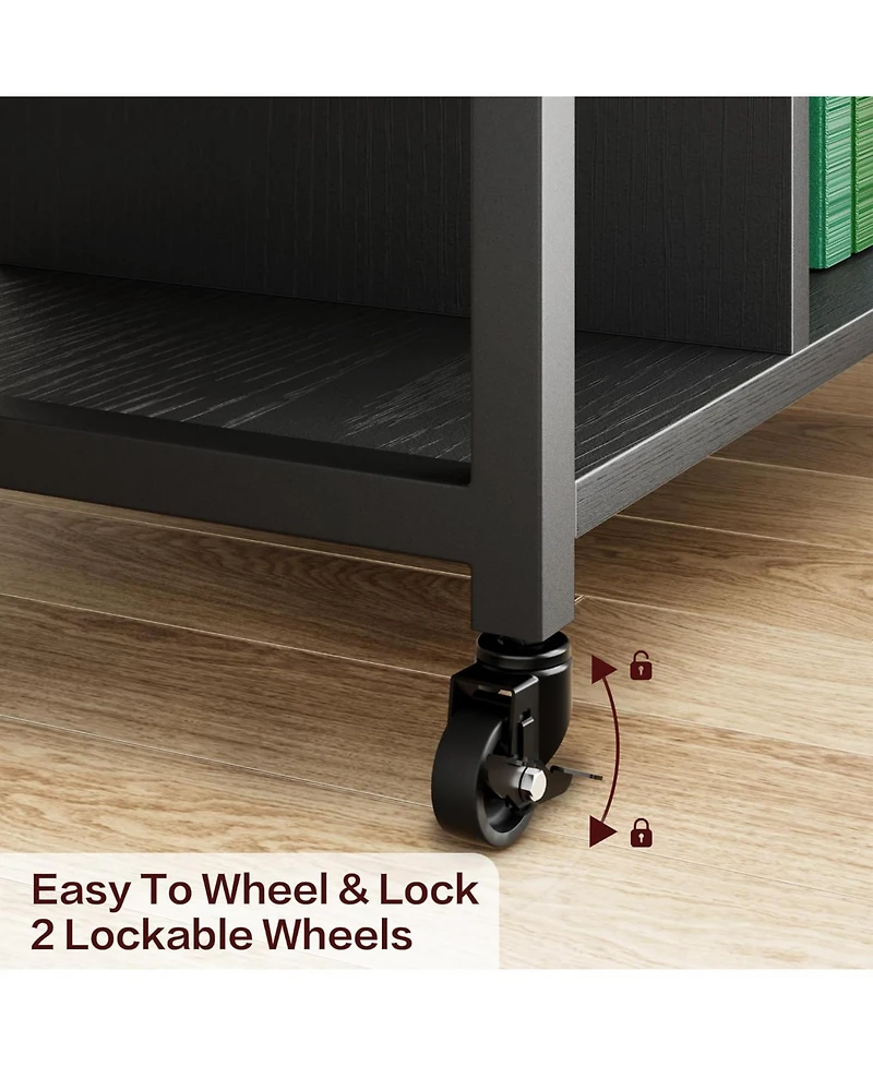 gaomon 18” Mobile Printer Stand with Outlets, Usb, 3/4-Tier Rolling Storage Cart, Shelves, Locking Casters, Compact Table for Office