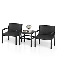 Slickblue Patio Furniture Set 3 Piece Rattan Chairs Square Table
