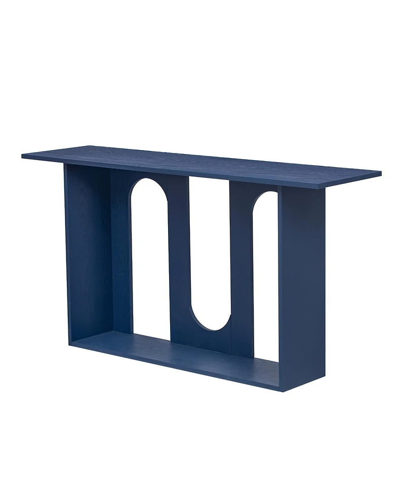 Flynama Modern Curved Ash Veneer Console Table With Shelf For Entryway Hallway Living Room