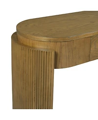 Flynama Oval Top Console Table 2 Drawers Fluted Legs Pine Wood Entryway Table