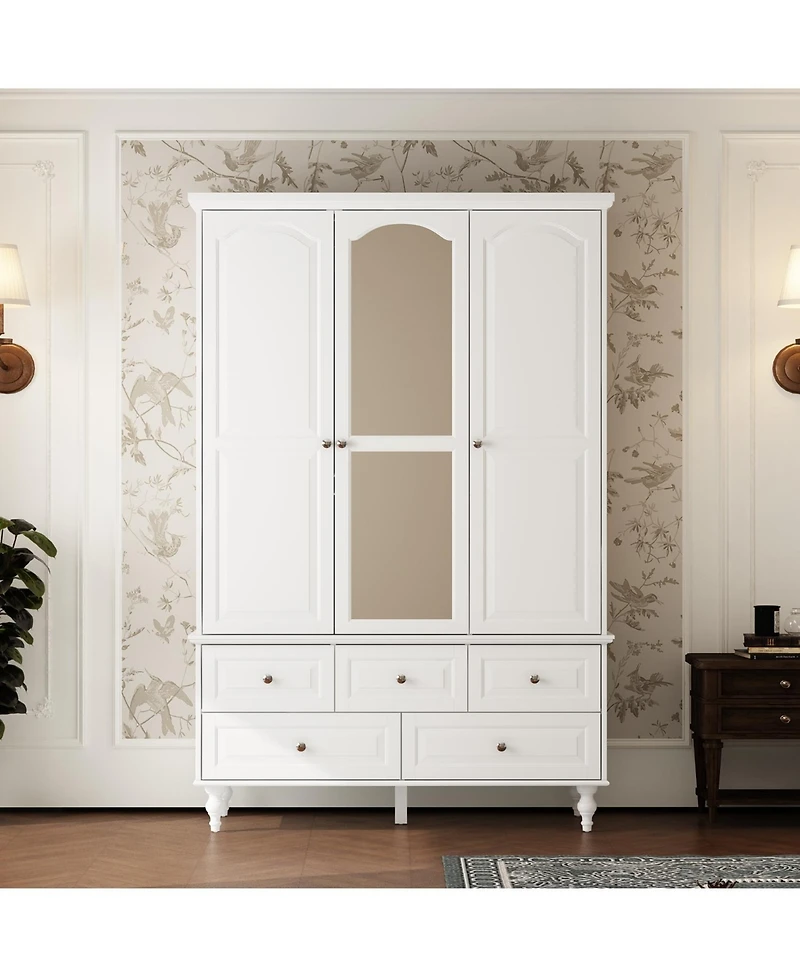 Homsee Big Wardrobe Armoires With Mirror, Drawers, Shelves.