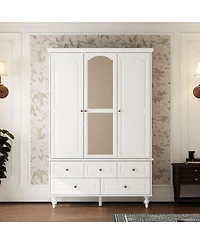 Homsee Big Wardrobe Armoires With Mirror, Drawers, Shelves.