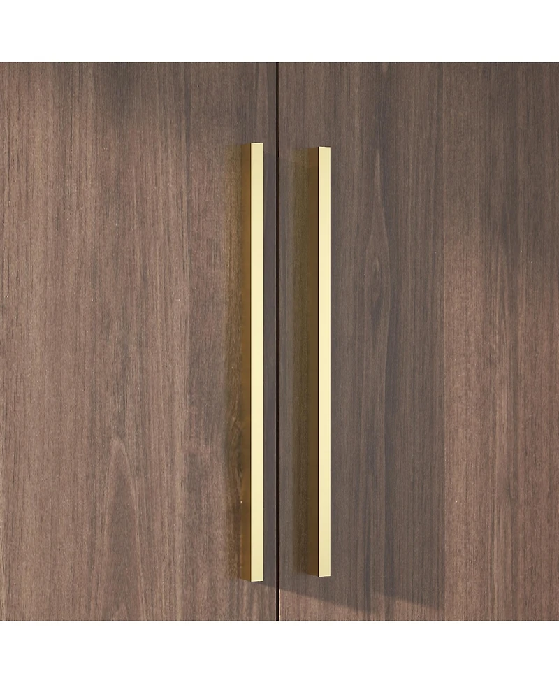 Homsee Armoire with 2-Drawers, Hanging Rod and Metal Handles