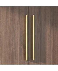 Homsee Armoire with 2-Drawers, Hanging Rod and Metal Handles