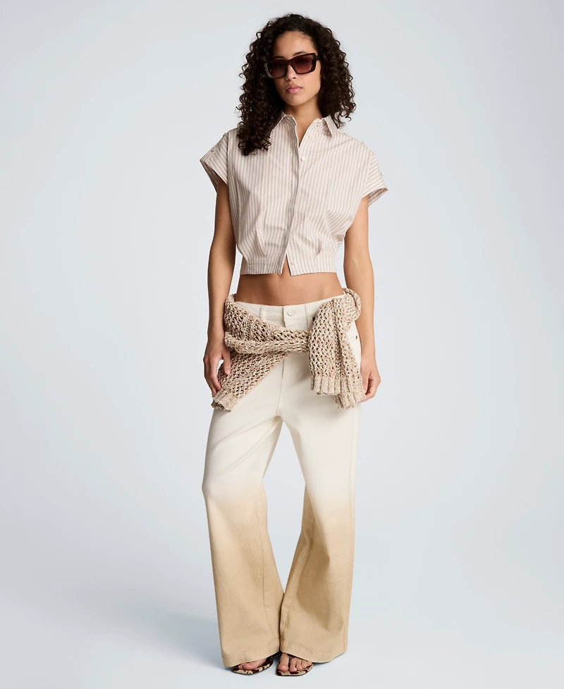 Kenneth Cole Women's Short-Sleeve Cropped Shirt