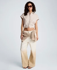 Kenneth Cole Women's Short-Sleeve Cropped Shirt