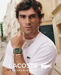 Lacoste Men's LC33 Square Khaki Silicone Strap Watch, 44x50mm