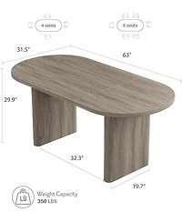 gaomon Dining Table for 4-6 People, Circle Kitchen Table with Cross Base, Farmhouse Wood Dinner Table for Apartment, Walnut Brown