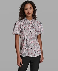 Karl Lagerfeld Paris Women's Collared Button-Front Top