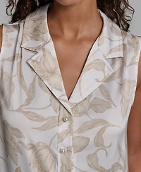 Karl Lagerfeld Paris Women's Sleeveless Collared Top