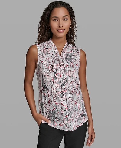 Karl Lagerfeld Paris Women's Sleeveless Printed Top