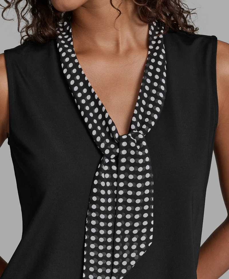 Karl Lagerfeld Paris Women's V-Neck Sleeveless Top