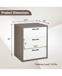 sumyeg Modern Dresser Nightstand with 3 Slide-Out Drawers
