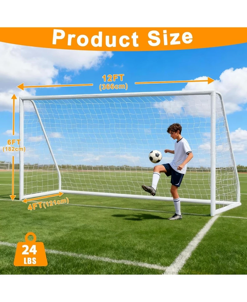 Zeny Portable Soccer Goal for Backyard,12x6 / 10x6.5 / 8x5 ft Kids Adults Soccer Net and Frame for Home Backyard Practice Training Goals