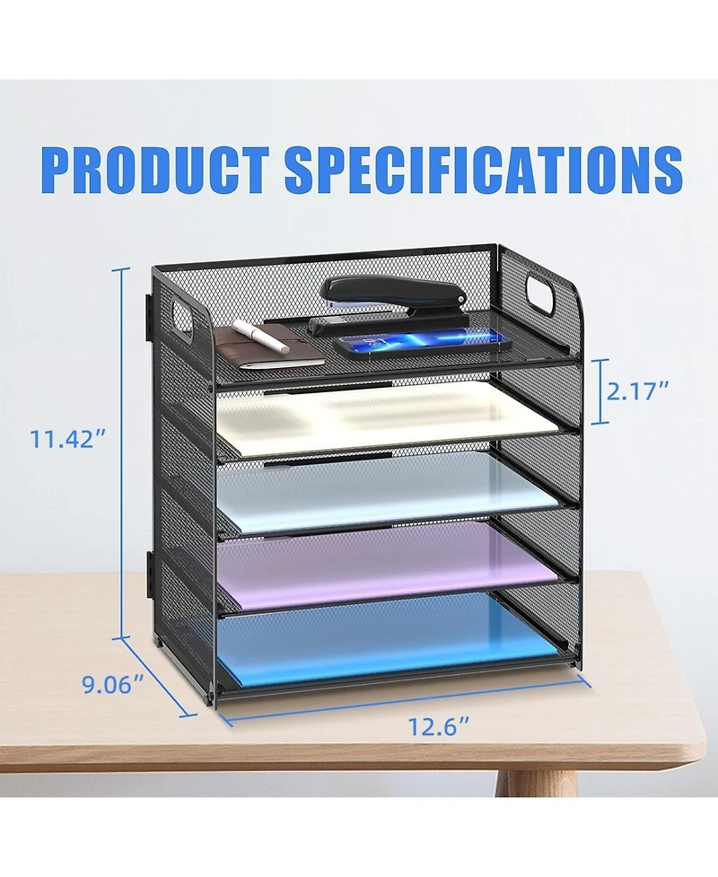 Gnuadz 5-Tier Mesh Letter Tray Desk Organizer