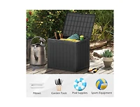 Clihome Outdoor Storage Box 25 Gallon Deck with Lockable Lid and Wicker-woven