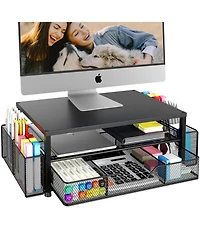 Gnuadz 2-tier Monitor Stand Riser Desk Organizer With Drawer Pen Holder