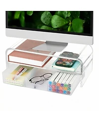 Gnuadz 2-tier Monitor Stand Riser Desk Organizer With Drawer Pen Holder