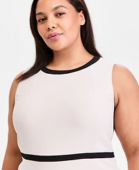 Kasper Plus Colorblocked Sleeveless Sheath Dress