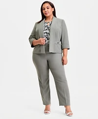 Kasper Plus Shawl-Collar 3/4-Sleeve Blazer