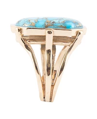 Barse Dolce Blue Teal Turquoise Matrix and Golden Ring