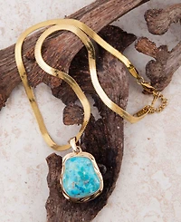 Barse Turquoise Baron Snake Chain Pendant Necklace