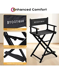 Byootique 28" Height Tall Director Chair Folding Artist Makeup Salon 2 Pack