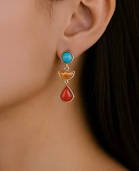 Barse Bronco Blue Turquoise and Carnelian Golden Drop Post Earrings