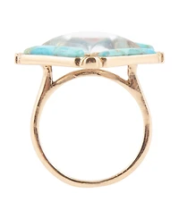 Barse Scenic Native Weave Blue Turquoise Golden Statement Ring