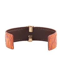 Barse Blue Turquoise Leather Golden Cuff Bracelet