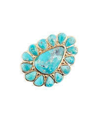 Barse Durango Blue Turquoise Golden Statement Ring
