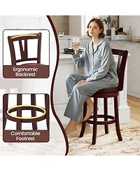 Gouun 26 in Counter Height Swivel Bar Stool Set of 2 with High Back, Faux Leather Seat, and Footrest