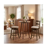 Gouun 25 in Swivel Counter Height Bar Stool Set of 2 with Polyester Upholstered Seat and Backrest