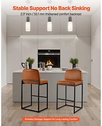 Gouun 27 in Counter Height Pu Leather Bar Stool Set of 4 with Backrest and Metal Legs