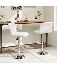 Gouun Adjustable Height Upholstered Swivel Bar Stool Set of 2 with Back
