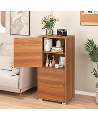 sumyeg 2-Tier Modern Style Nightstand with Drawer and Open Shelf
