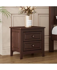 sumyeg Mid Century Retro Nightstand with 2 Drawers, Classic Bedside Table for Bedroom