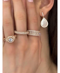 Suzy Levian Sterling Silver Cubic Zirconia Pave Round Eternity Band