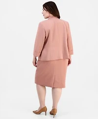 Kasper Plus Size 3 4 Sleeve Open Front Blazer Pencil Skirt