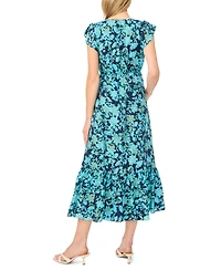 CeCe Women's Flutter-Sleeve V-Neck Midi Dress