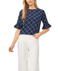 CeCe Women's Short-Sleeve Crewneck Blouse