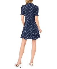 CeCe Women's Puff Short-Sleeve Button-Down Mini Dress