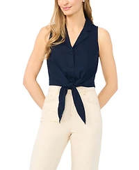 CeCe Women's Sleeveless Tie-Front Collared Vest Top