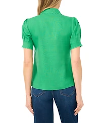 CeCe Women's Short-Sleeve Collared Button Up Shirt