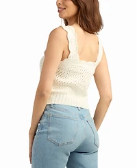 Bcx Women's Crochet Scallop Sweater Top