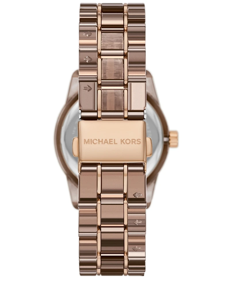 Michael Kors Women's Bryant Quartz Multifunction Beige Gold Mixed Watch 35mm